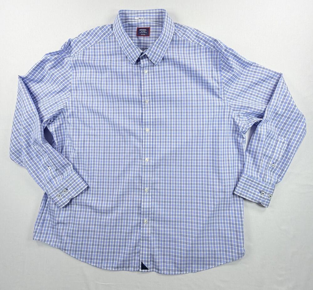 UNTUCKit Men’s Blue Plaid Wrinkle-Free Relaxed Fit Long Sleeve Shirt Size XXL
